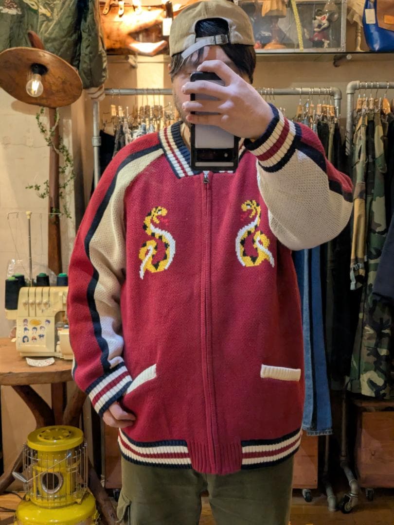 スカジャン風 ニットカーディガン●サイズXXL●（商品番号51204）