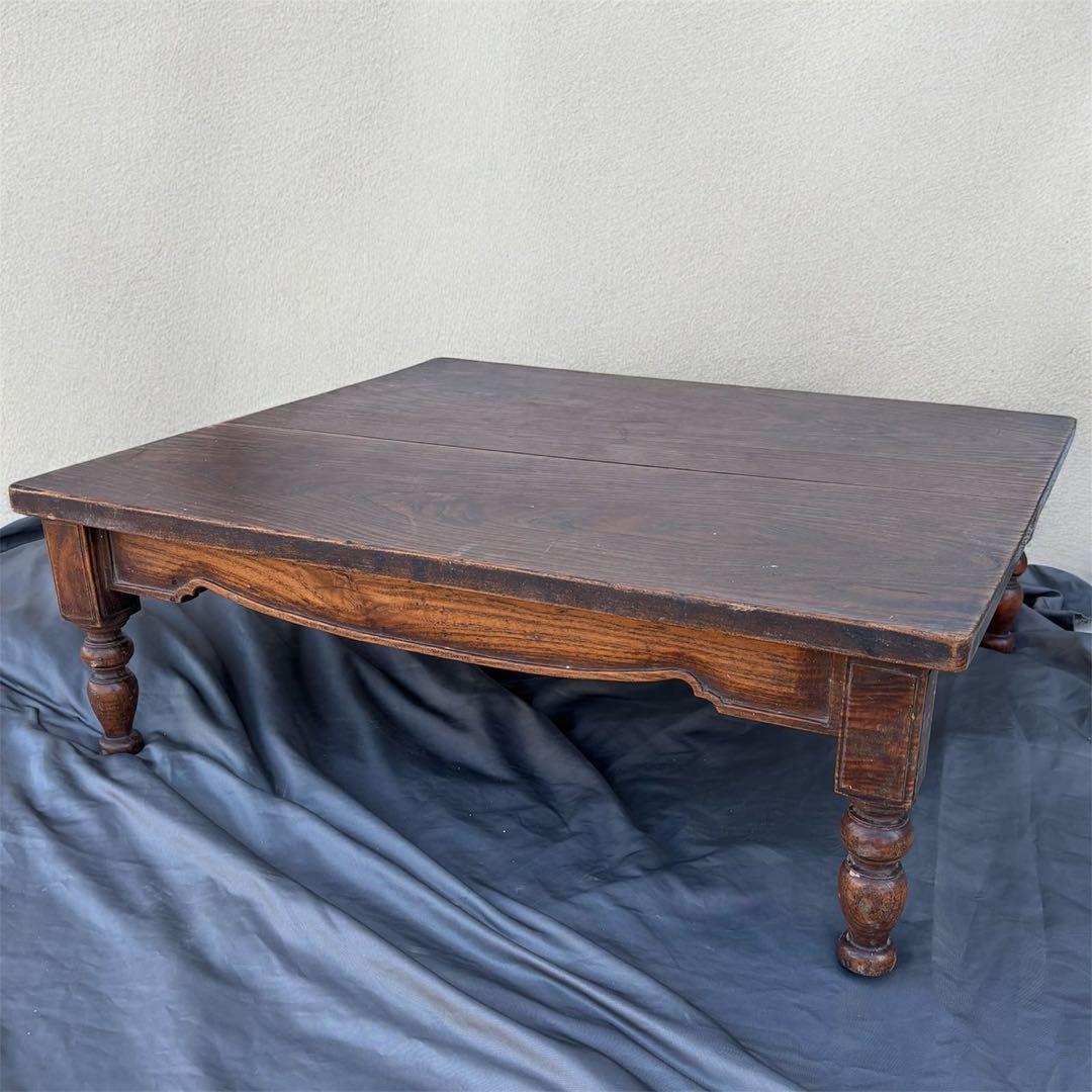 Cy47　和製アンティーク　木製　テーブル　ローテーブル　ろくろ脚　古道具