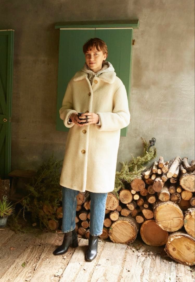 A.P.C. アイボリー ボアコート 34