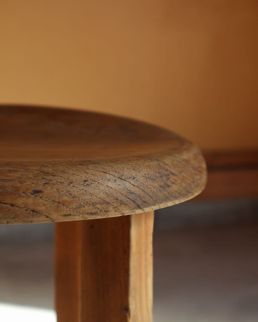 お値下げ中　古い栗材のスツール　古道具 古家具 アンティーク カフェ 丸椅子