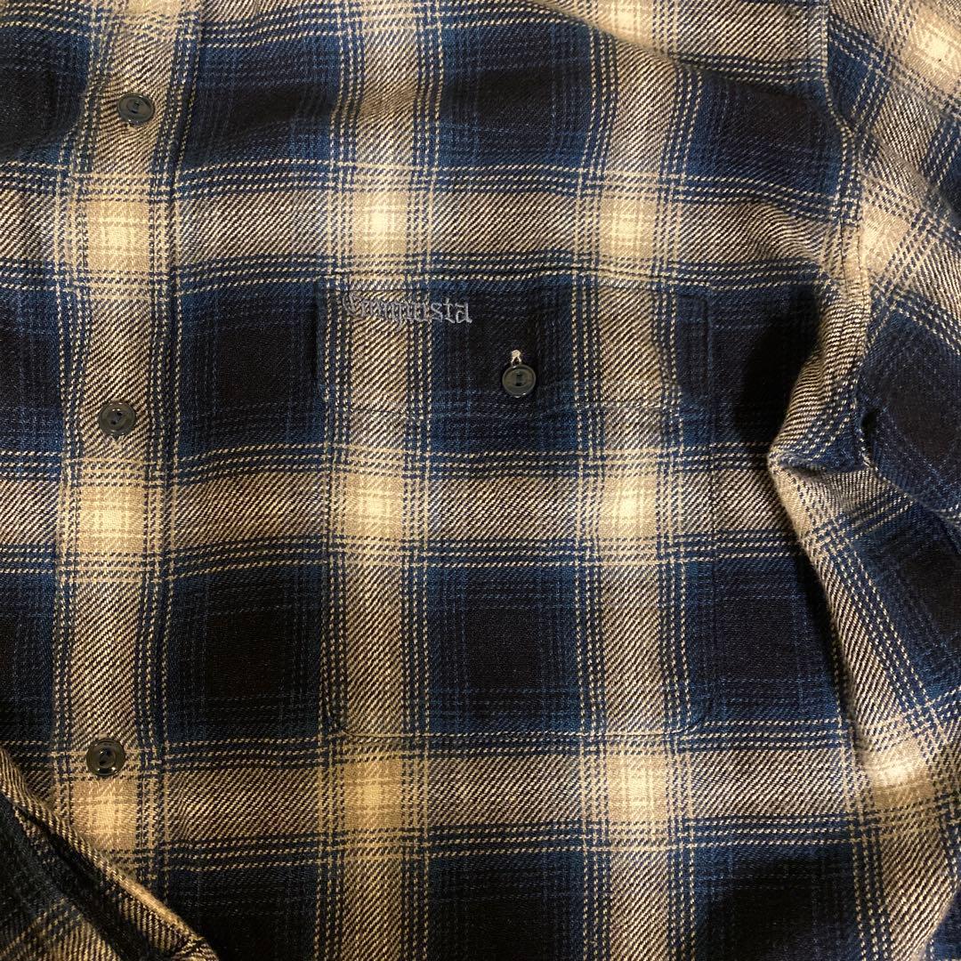 RADIALL ネイビー ホワイトチェック 長袖シャツ