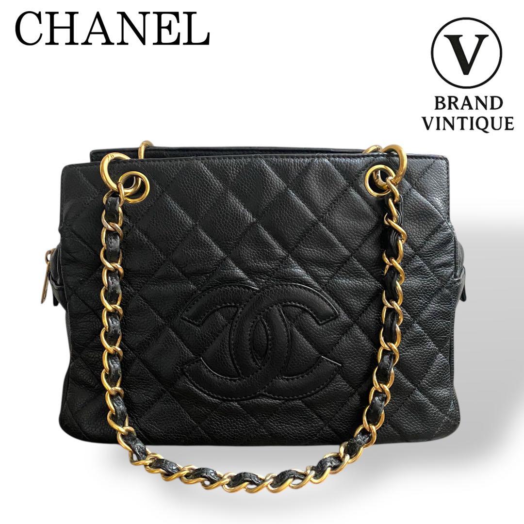 【希少!!】 シャネル キャビアスキン チェーントート GST ブラック バッグ