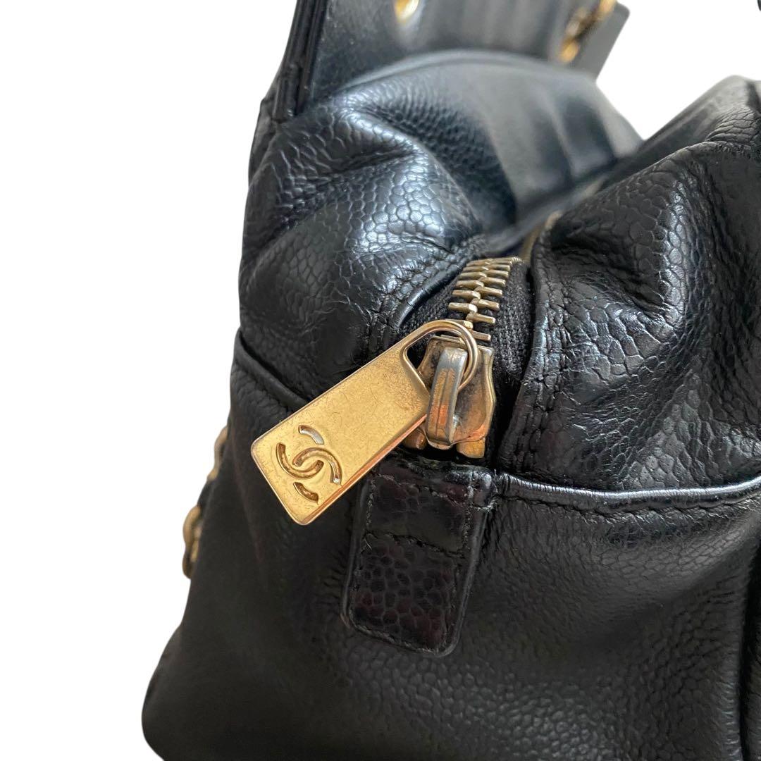 【希少!!】 シャネル キャビアスキン チェーントート GST ブラック バッグ