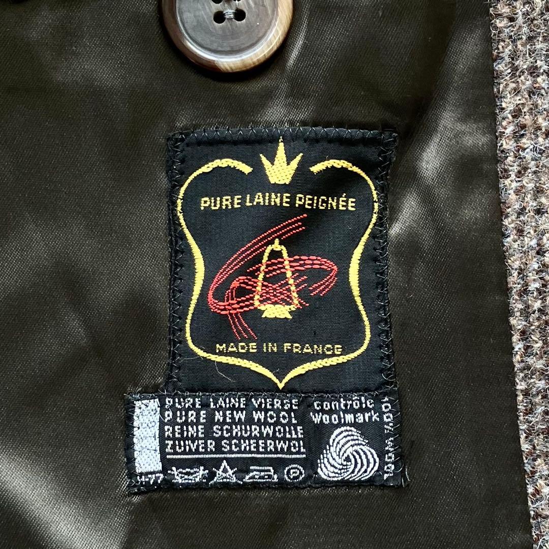 極上の逸品 ヴィンテージ フランス製 ウール ツイード チェスターコート 56