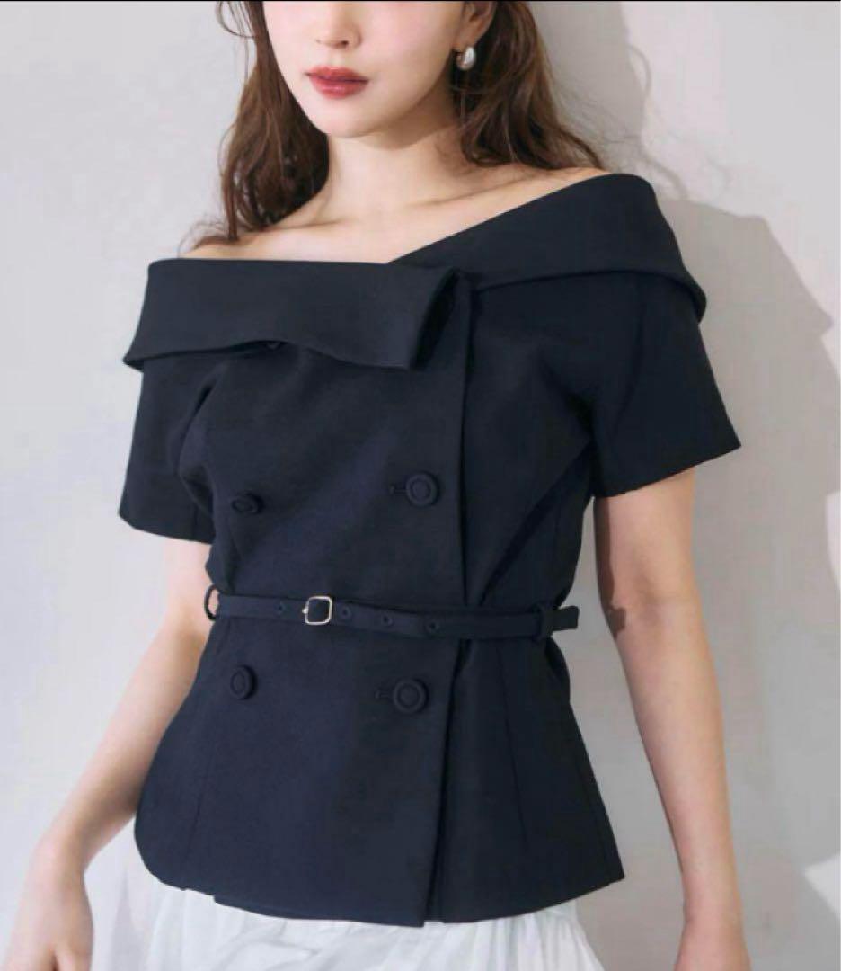 ポローラ polaura オフショルカラーダブルボタンジャケット 正規品