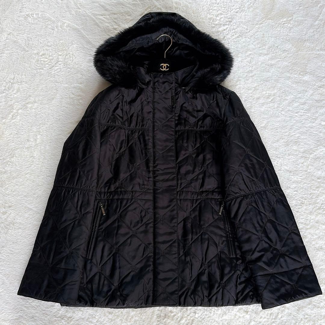 美品✨【バルマン】3wayシルク100%リアルファー総ロゴ中綿ダウンロングコート