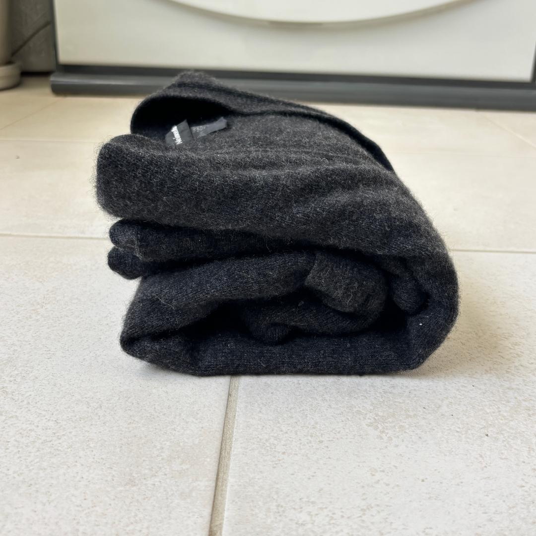 80s スコットランド製カシミアカーディガンブラックメランジ NEIMAN