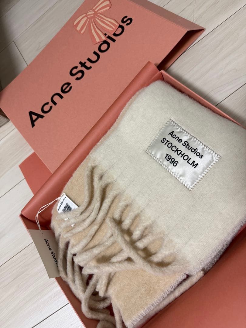 Acne Studios バイカラーアルパカスカーフ ロゴラベル付き マフラー