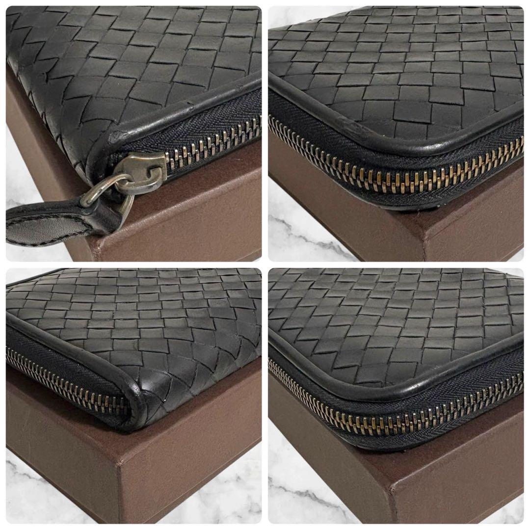 美品✨ボッテガヴェネタ イントレチャート　長財布 ラウンドファスナー　ブラック