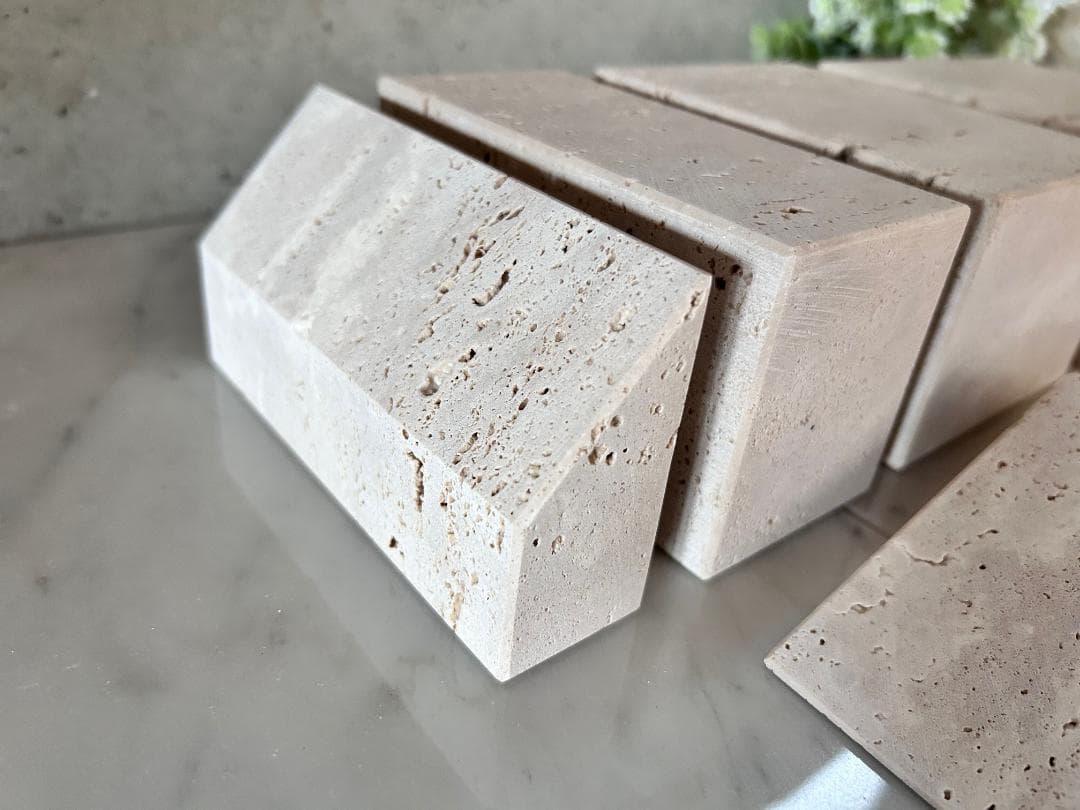 天然大理石　イタリア　トラバーチン●ブロック　6個セット●ディスプレイ●送料無料