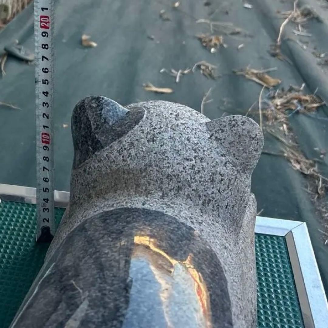 天然御影石 犬モチーフ石彫 水鉢・花器 置物 庭園装飾