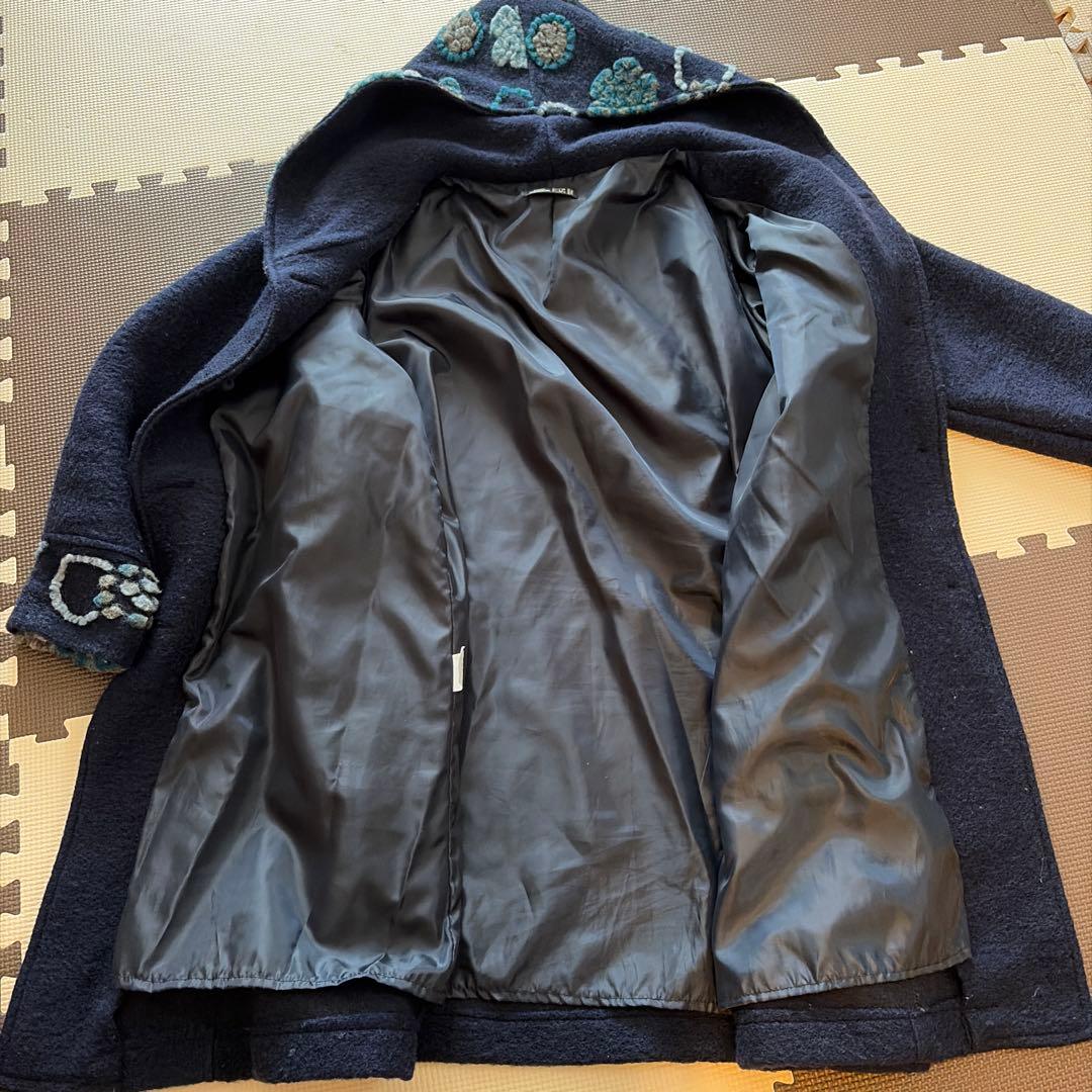 イタリア製　ウール混紡　花柄ロングコート