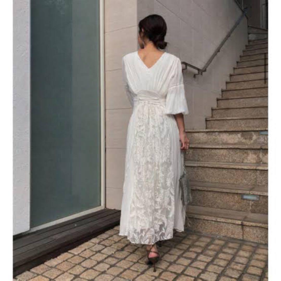 ワンピース AMERI MEDI EMBROIDERY TULLE LACE DRESS