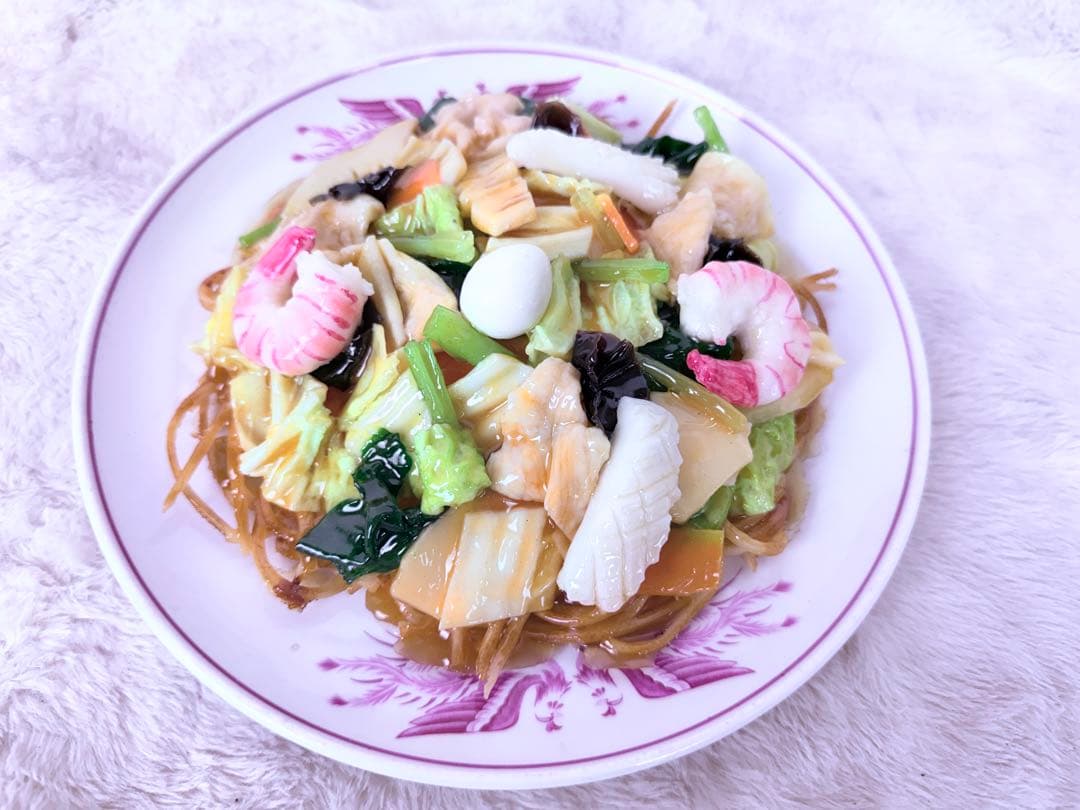 昭和レトロ 五目かた焼きそば 食品サンプル 直径約26cm 町中華