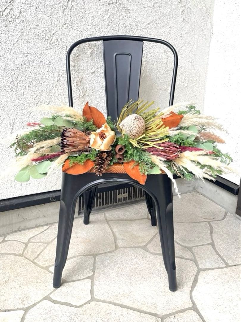 特大　ネイティブフラワー横長スワッグ　ドライフラワー　クリスマス　壁掛け棚置き