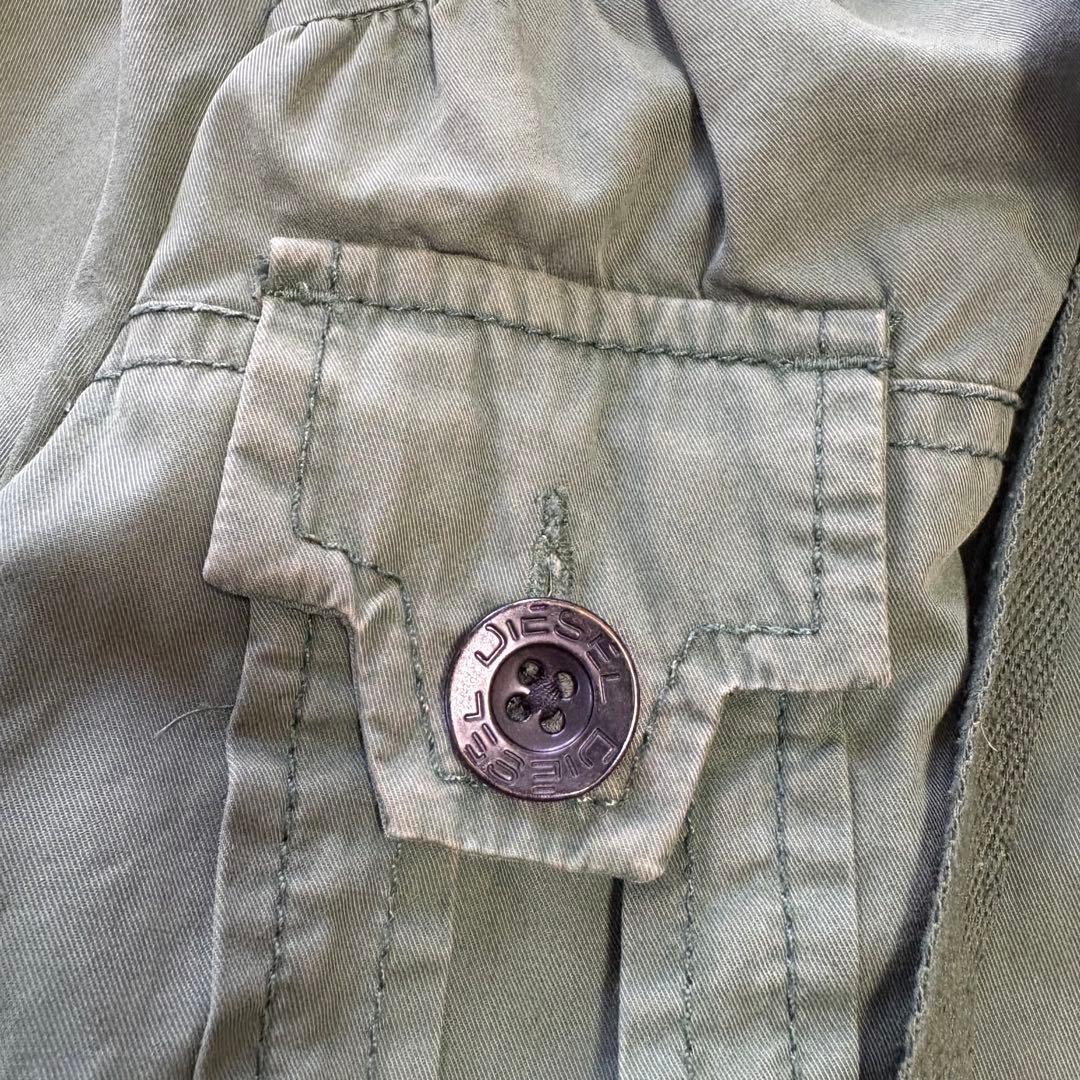 良品✨Y2K ディーゼル ショート丈 フードパーカー カーキ ジャケット