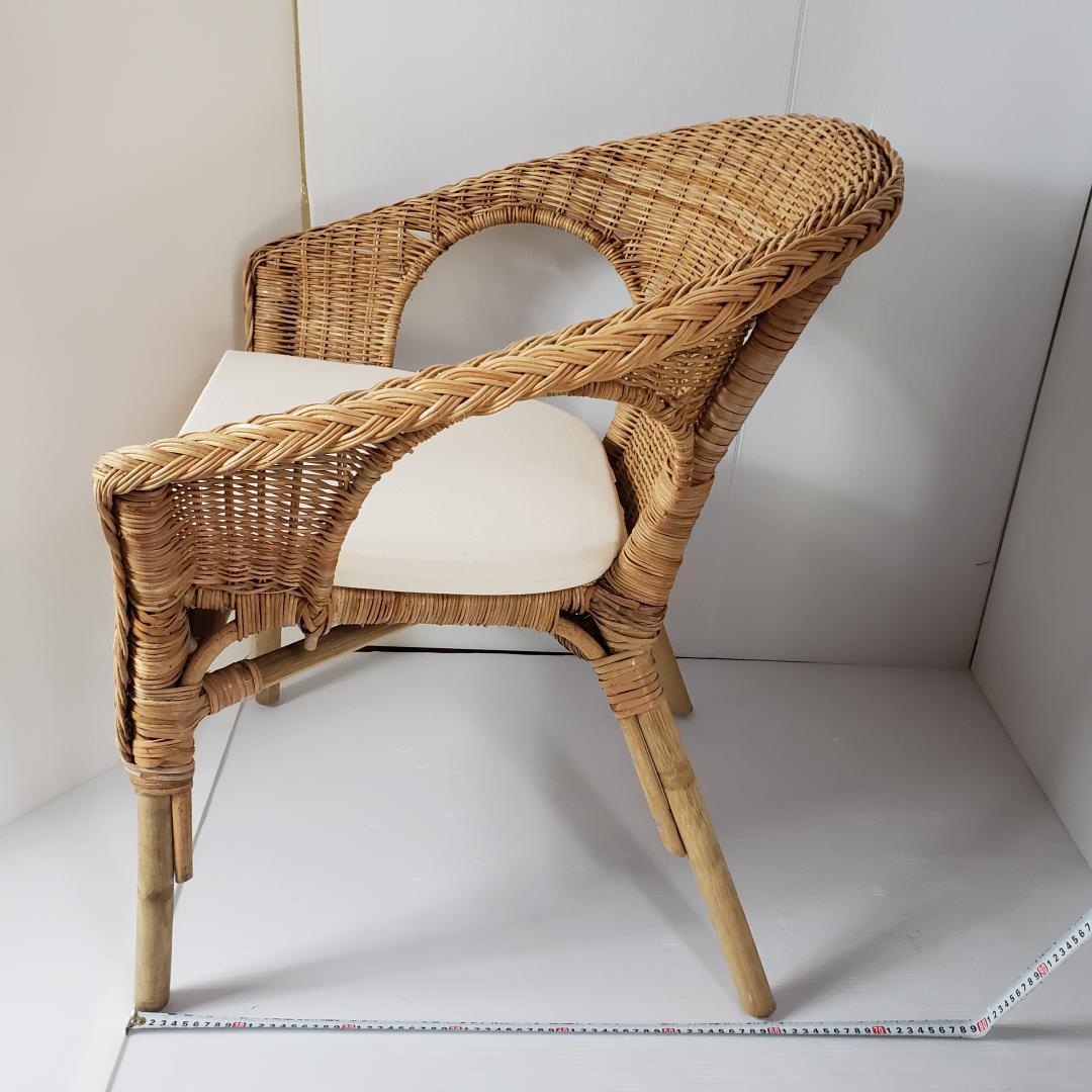 【数日セール】IKEA イケア ラタンチェア 籐 アーゲン クッション付き