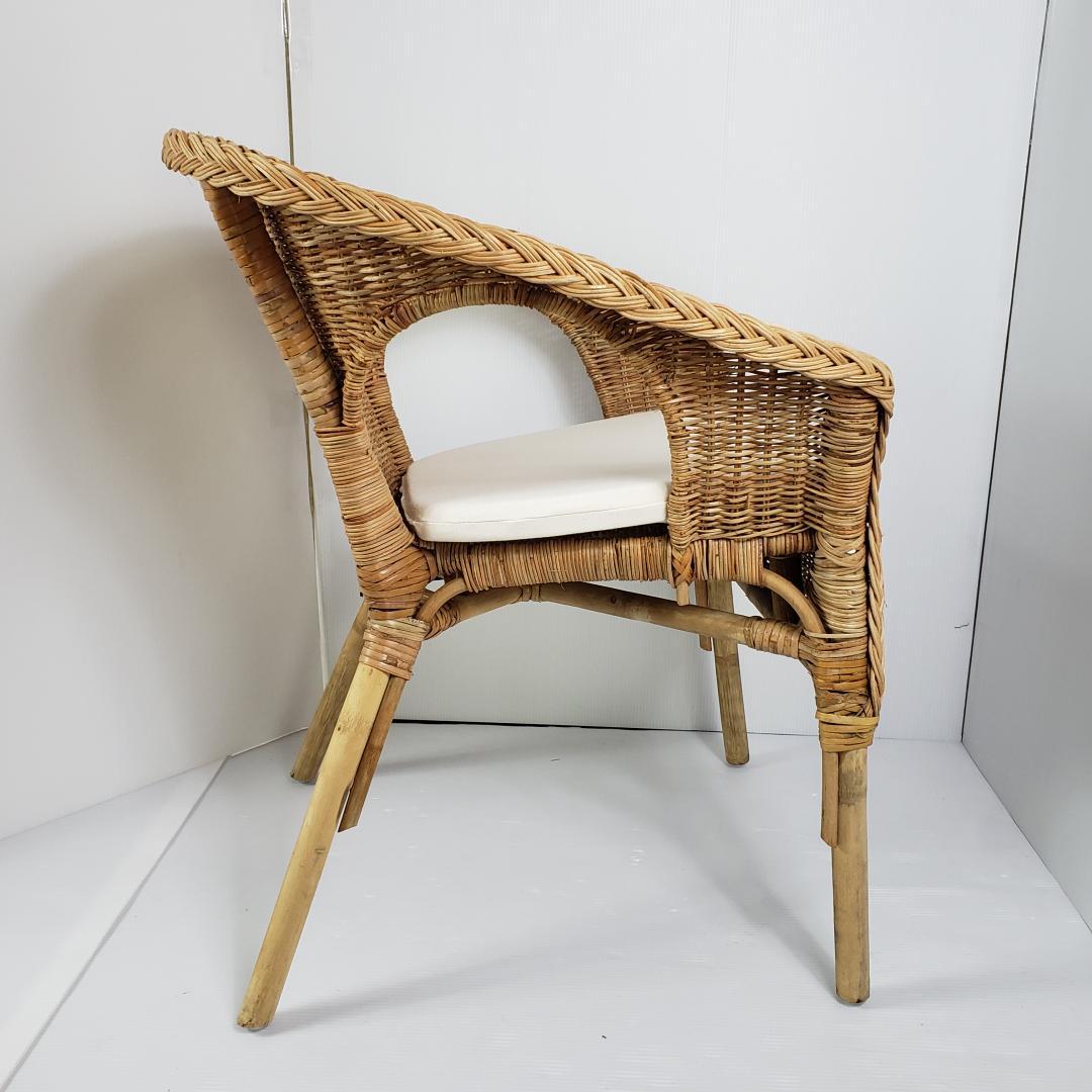 【数日セール】IKEA イケア ラタンチェア 籐 アーゲン クッション付き