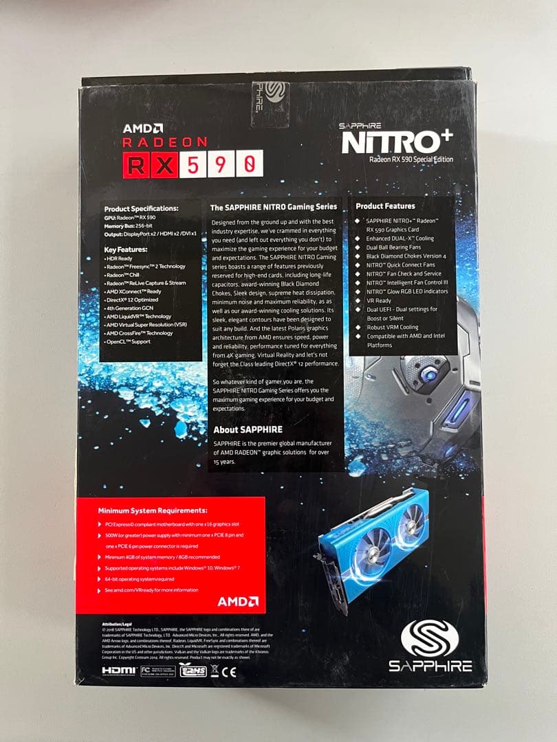 グラフィックボード・グラボ・ビデオカード Sapphire Nitro+ RX590 8G Special Edition