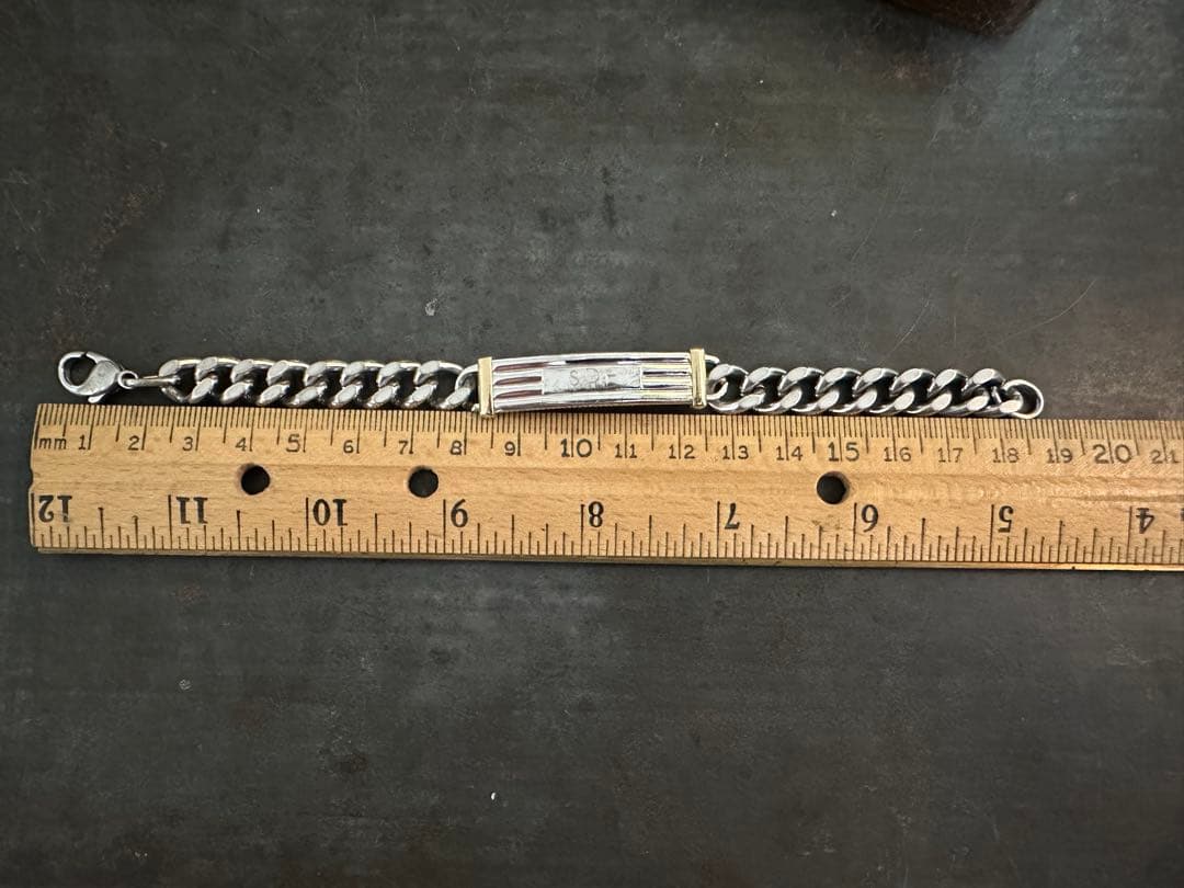 希少　ヴィンテージ　シルバー　925 14K 喜平　ID ブレスレット　アメリカ