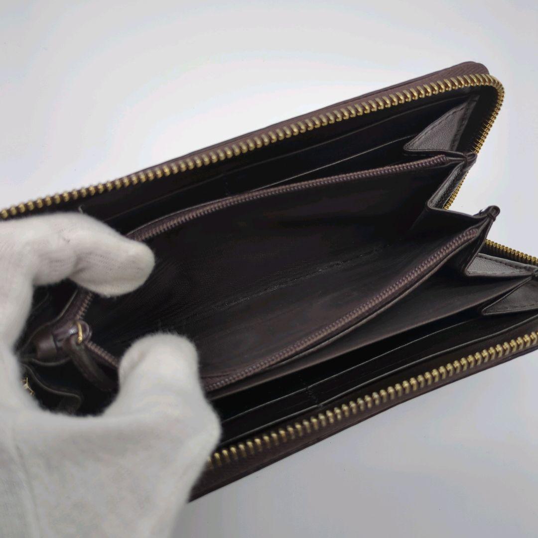 【人気モデル・美品】グッチ☆シマ 長財布 ラウンドファスナー レザー