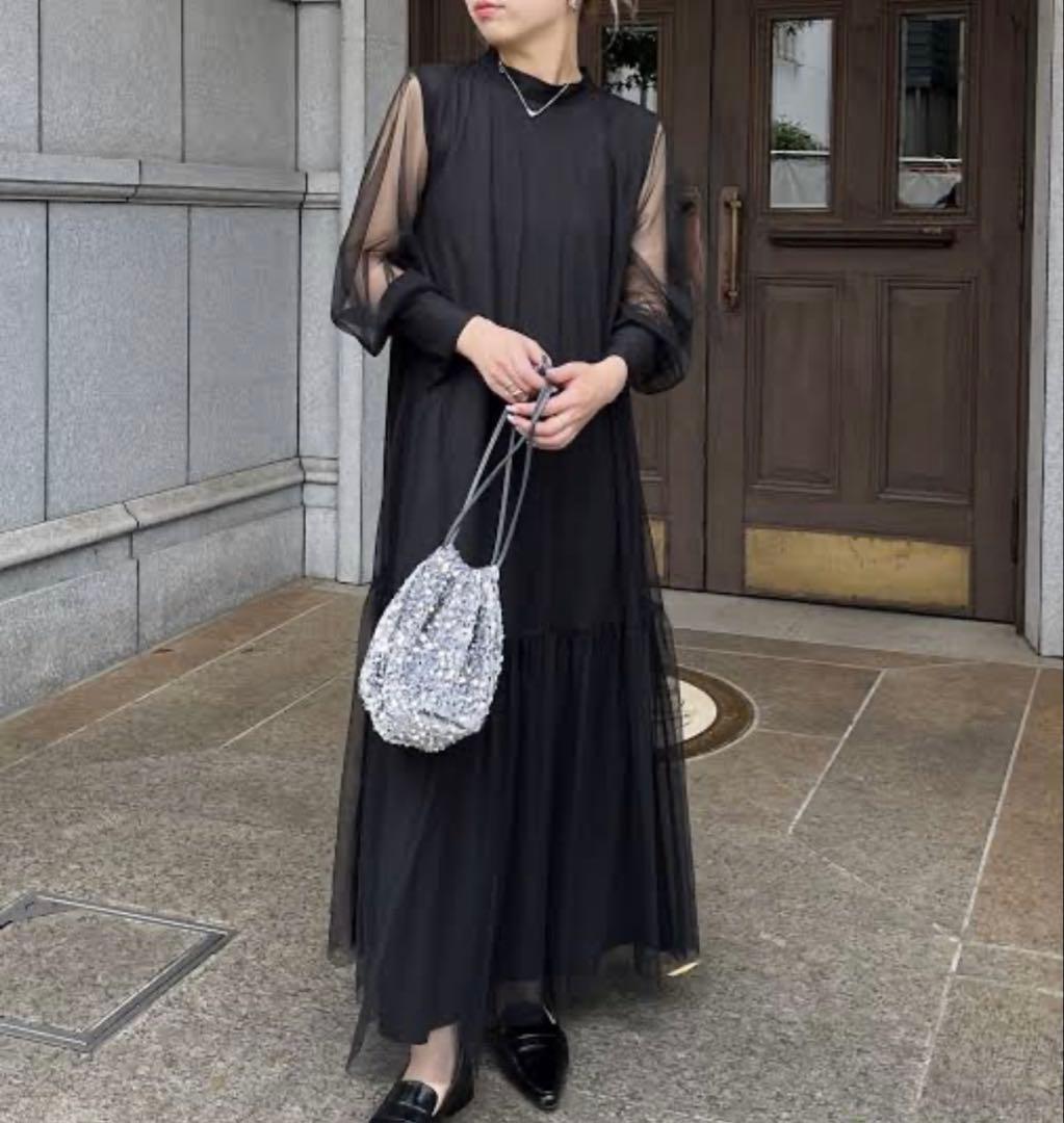 capricieux le'mage オケージョン　チュールハイネックワンピース