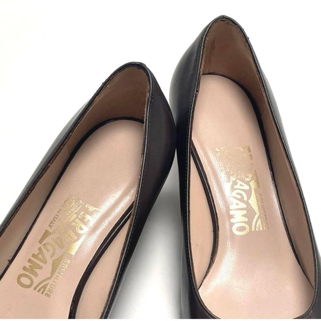 最終価格 Ferragamo フェラガモ ガンチーニ カーフ レザー パンプス