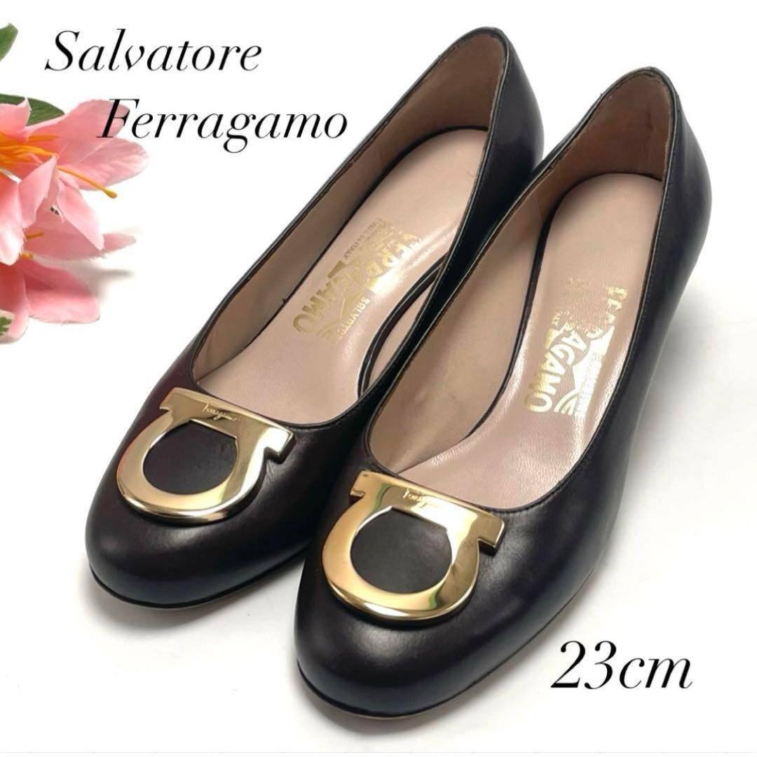 最終価格 Ferragamo フェラガモ ガンチーニ カーフ レザー パンプス