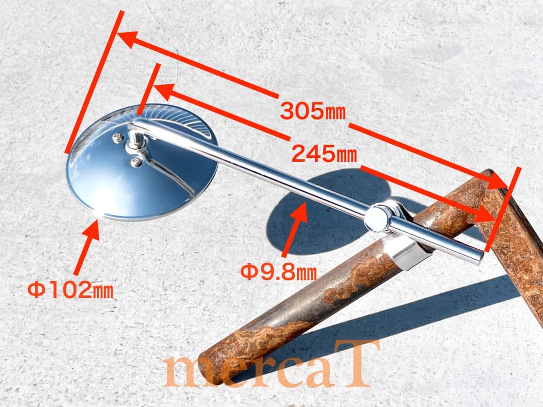 70s当時物NOSビンテージラウンドミラー サテンTOYOクランプ付属2本セット