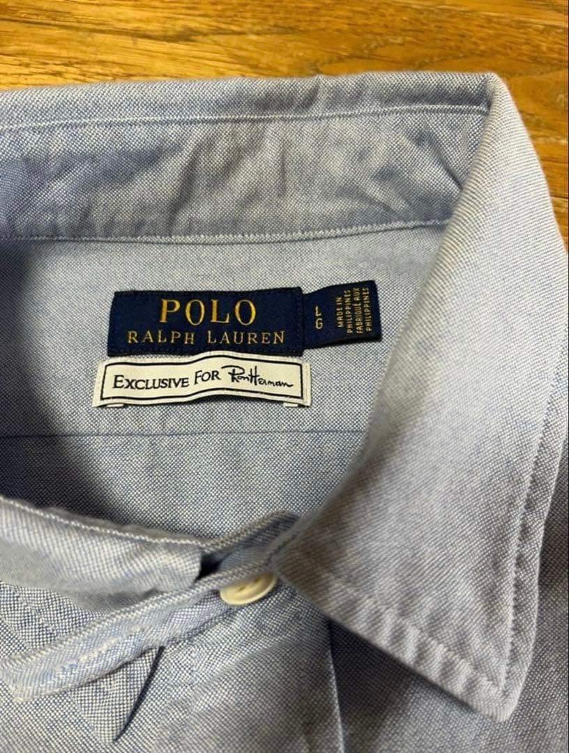 中古ロンハーマン　別注ラルフローレン長袖シャツ　L ブルー