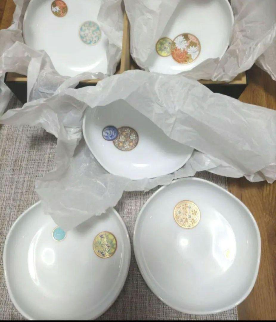 深川製磁寿赤絵小皿揃　箱付き　新品未使用品