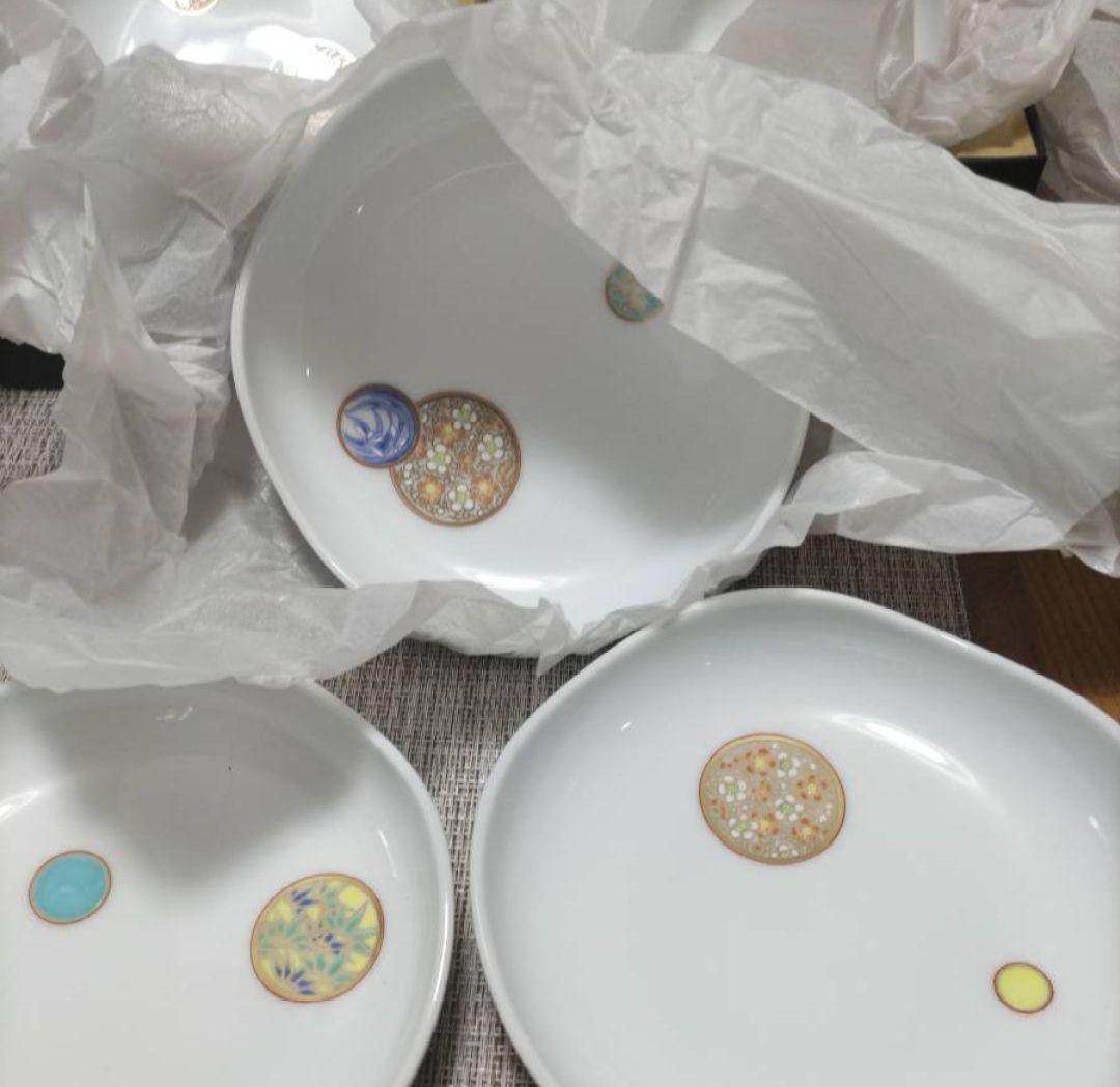 深川製磁寿赤絵小皿揃　箱付き　新品未使用品