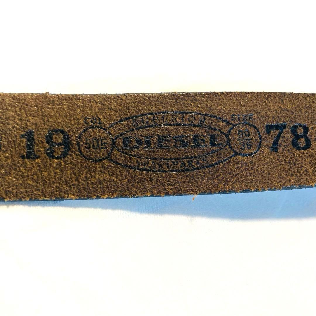 DIESEL 牛革 スカルバックル レザーベルト イタリア製 カウレザー ドクロ