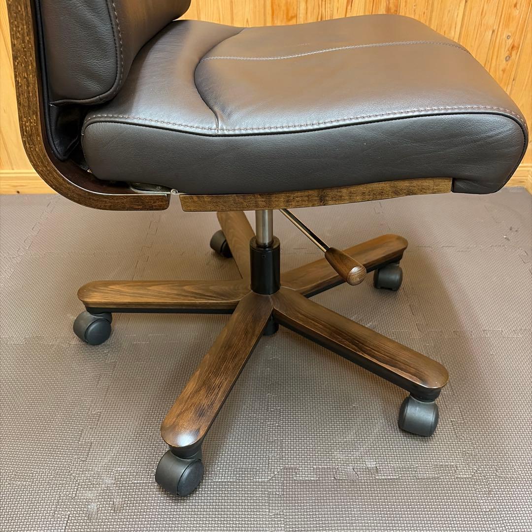 カリモク 本革 デスクチェア XT58 ダークブラウン ロッキング