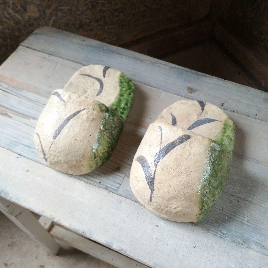 瀬戸焼　織部足置　23cm　江戸後期～明治期