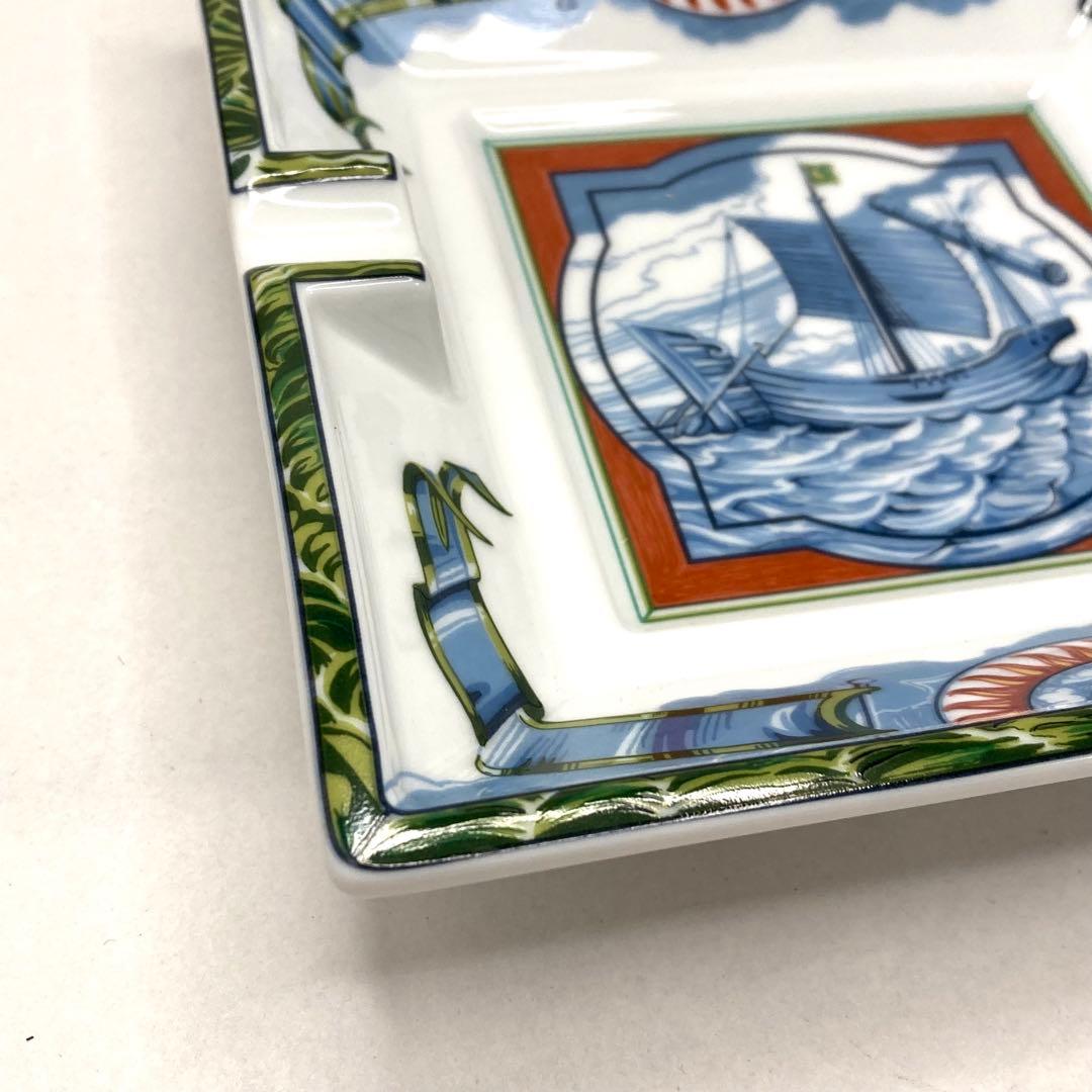 希少✨HERMES エルメス 灰皿 アッシュトレイ ブルー ホワイ 帆船
