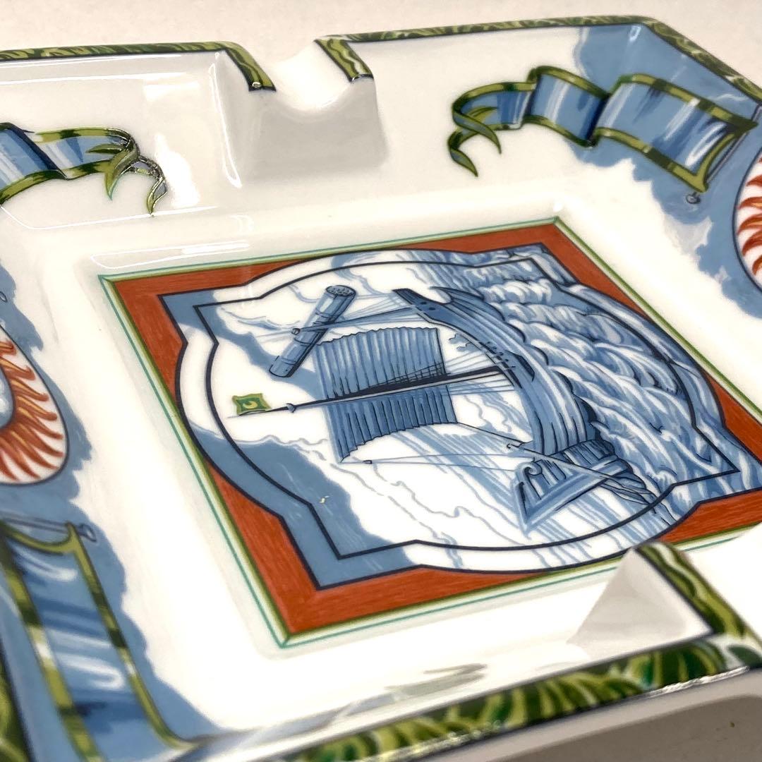 希少✨HERMES エルメス 灰皿 アッシュトレイ ブルー ホワイ 帆船
