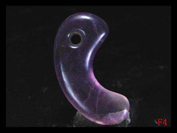 古墳期★虹入り★特有な結晶が見られ★紫色水晶製★コ字形勾玉　縄文時代出土石器