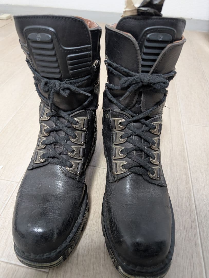 NEWROCK　ミリタリーブーツ 黒 ハイカット レザー