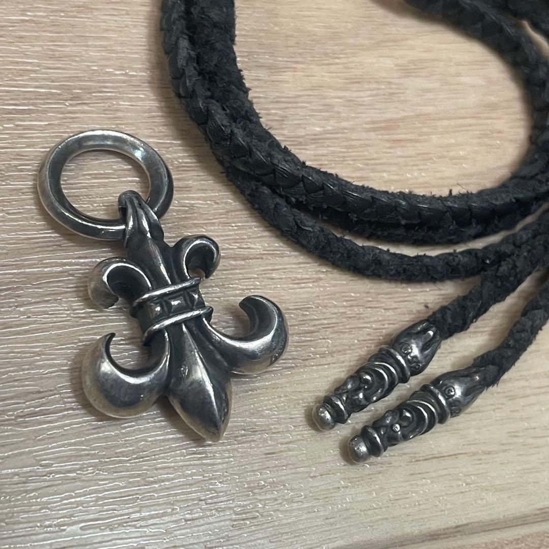 【希少レア】 クロムハーツ スクロールレザーブレード シルバーネックレス