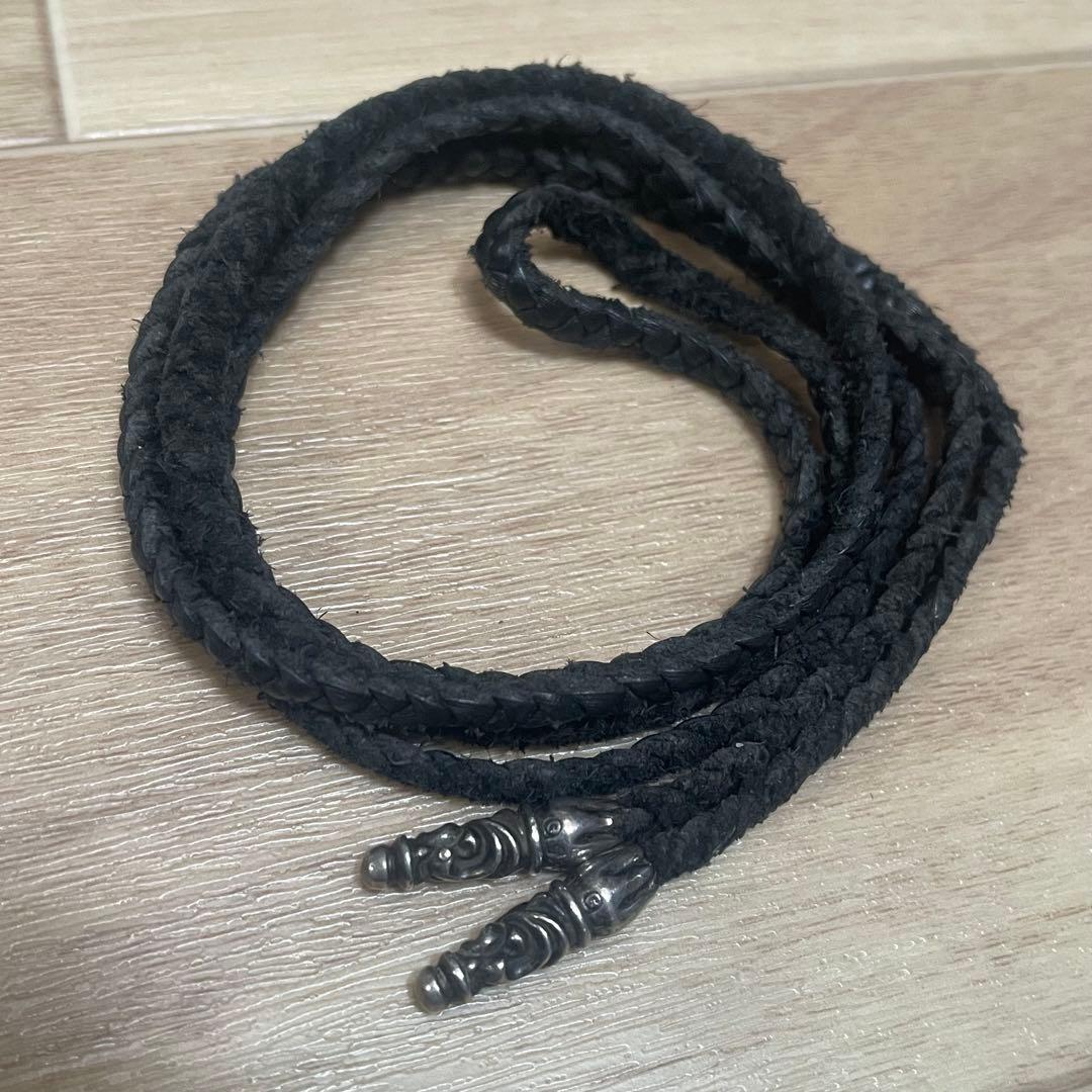 【希少レア】 クロムハーツ スクロールレザーブレード シルバーネックレス