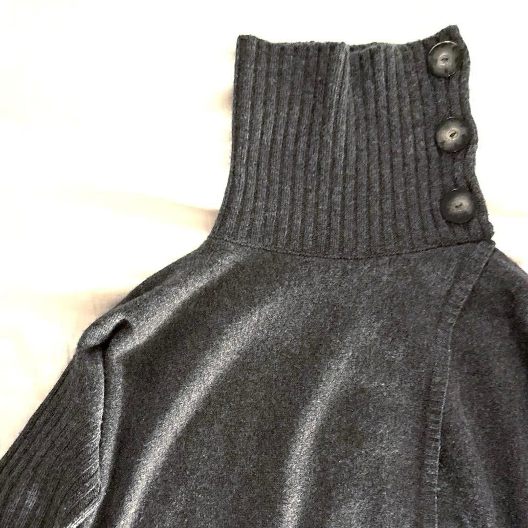 アニオナ Agnona ホワイトカシミヤ ダークグレー ニット ボタン付き