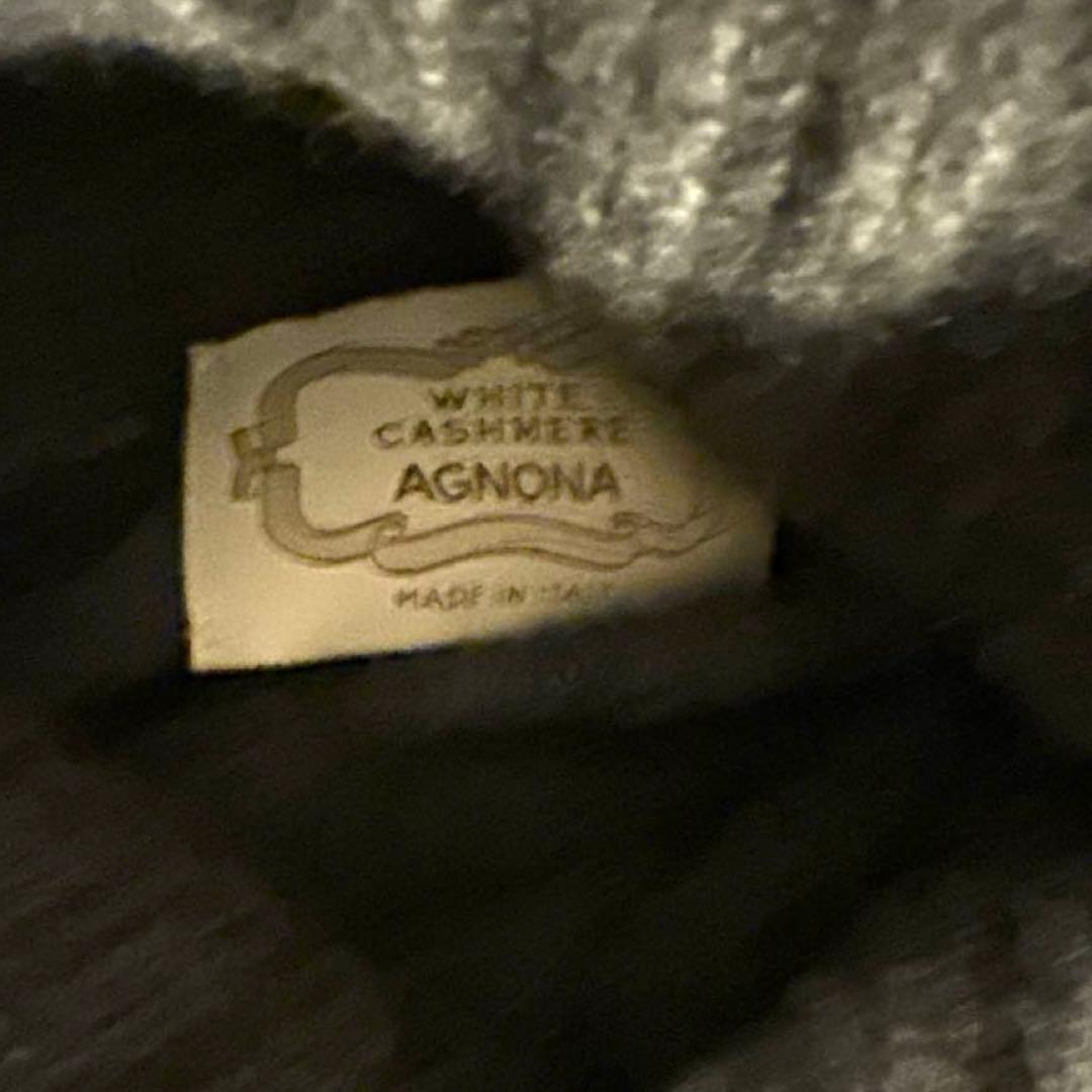 アニオナ Agnona ホワイトカシミヤ ダークグレー ニット ボタン付き