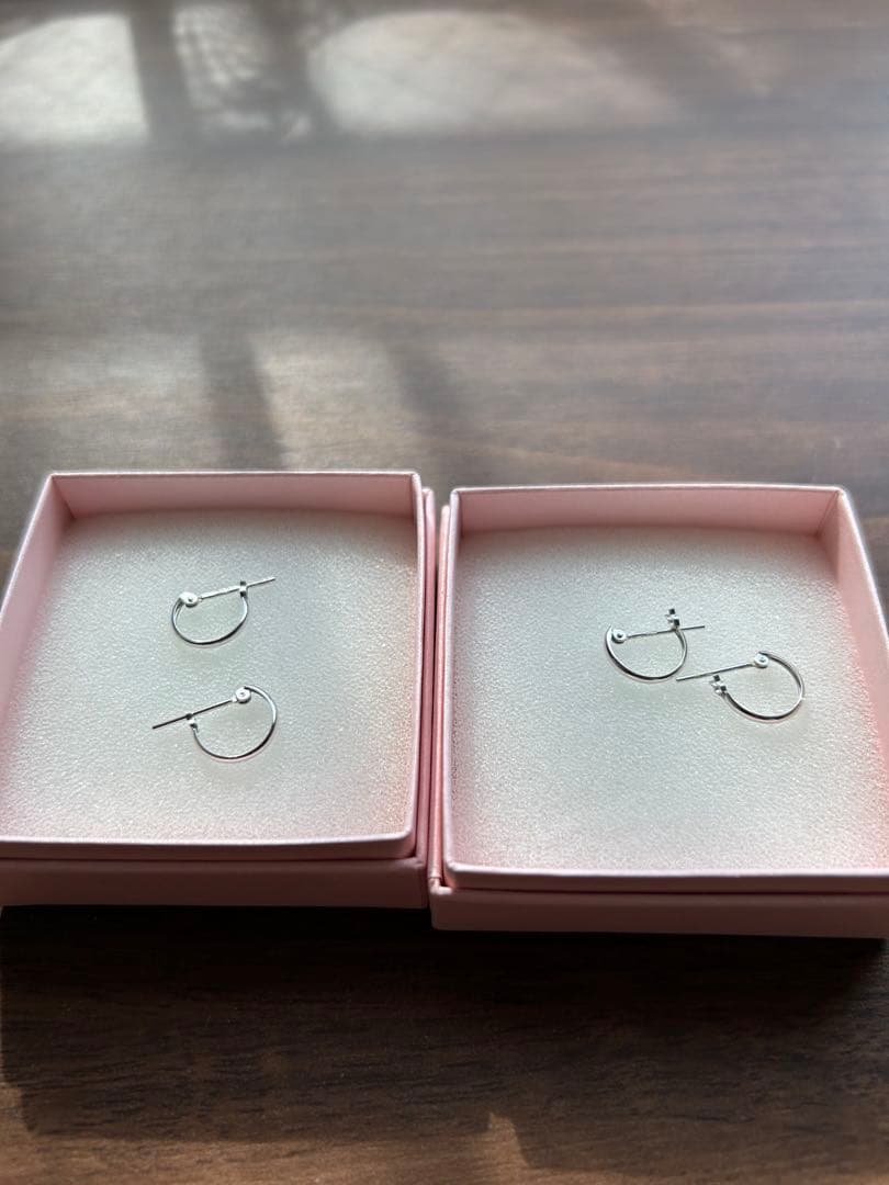 k14 wg フープピアス 2セット 14金ホワイトゴールド フープピアス 4つ