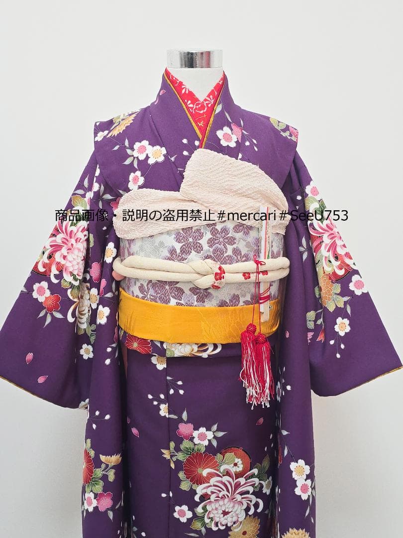 七五三　7歳　 紫　着物セット　女の子 d03
