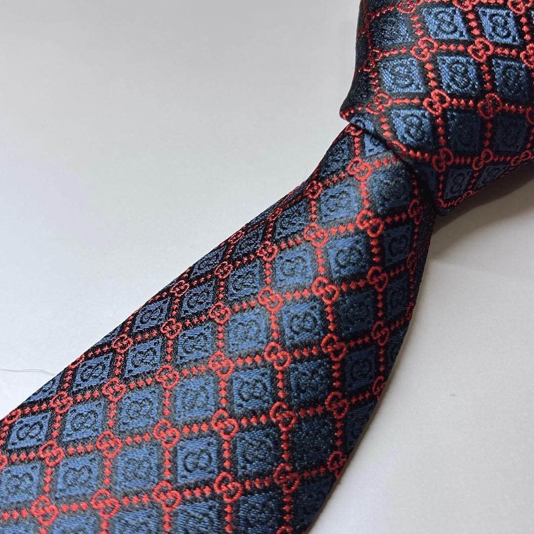 新品 GUCCI グッチ GGランバス×パドロック シルクネクタイ 箱タグ付