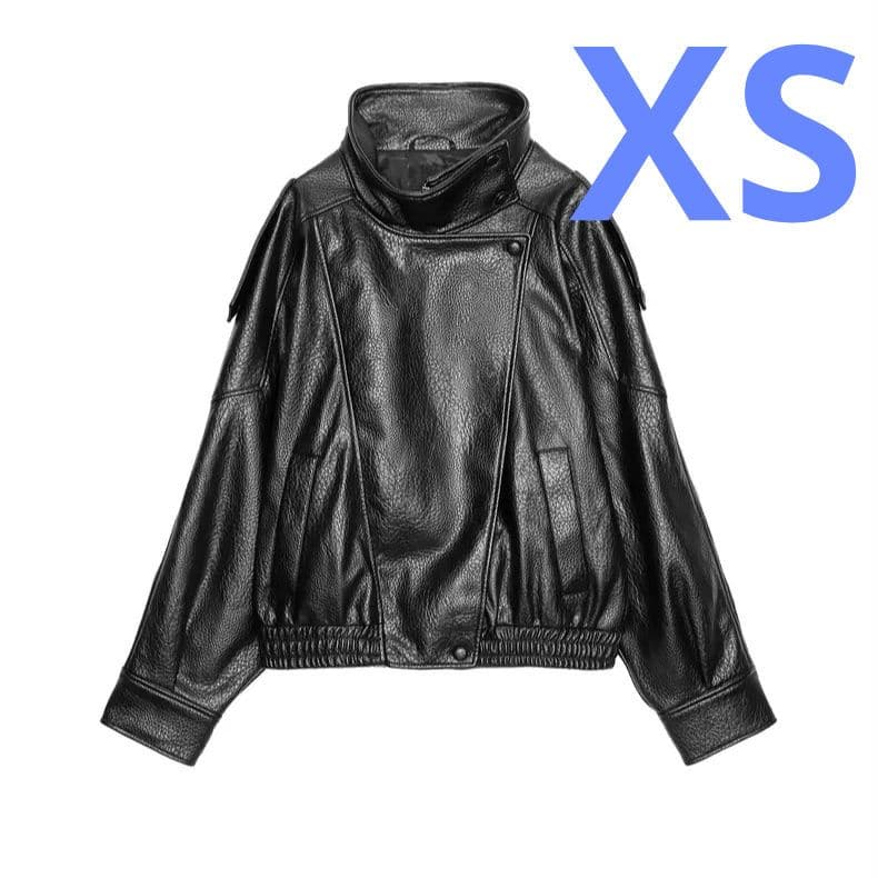 ZARA　フェイクレザージャケット ハイネック 　XSサイズ　　黒