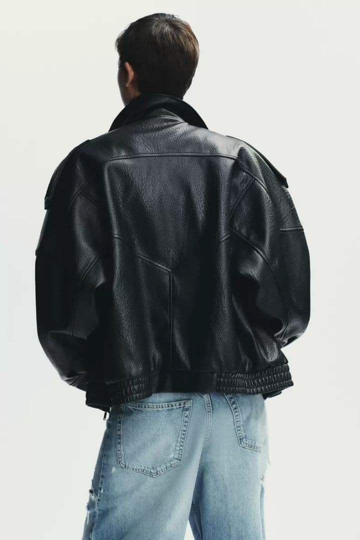 ZARA　フェイクレザージャケット ハイネック 　XSサイズ　　黒