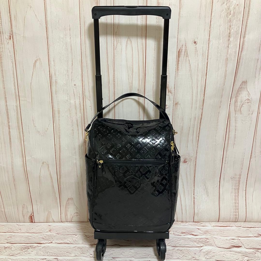 SWANY キャリーバッグ エナメル 高級感 ブラック トラベルキャリー 良品