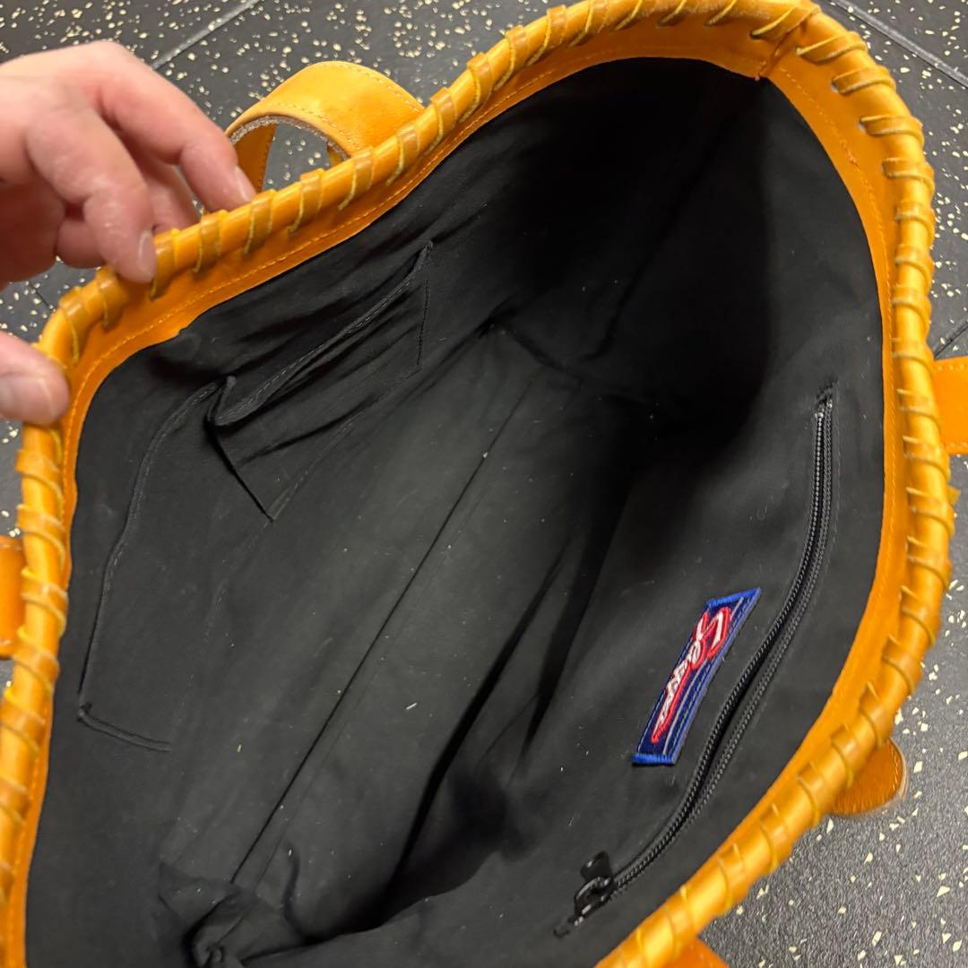 や*ち様 久保田スラッガー　オレンジ色 レザー トートバッグ 中型